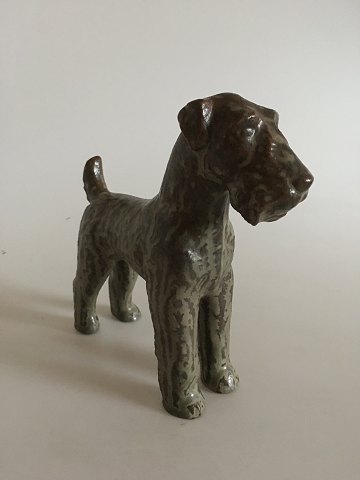 Royal Copenhagen Gudrun Lauesen Airedale Terrier. Measures 20.5 cm and 22 cm wide. In perfect condition.