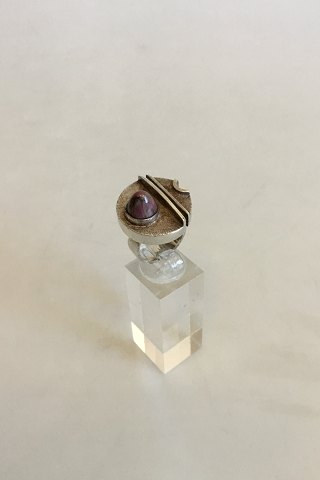 Sterling Sølv ring med lyserød sten MPC fra M.P. Christoffersen - Nykøbing F 1971 - 2008