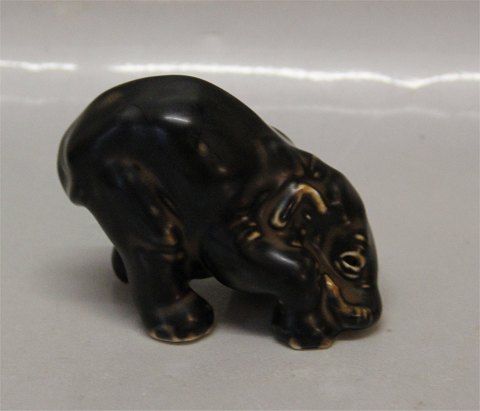 Royal Copenhagen Art Pottery 22743 RC Elephant Cub, paying head between legs May 1982 JG