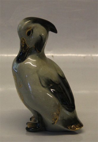 Royal Copenhagen Art Pottery 1941 RC Duck Tufted Peter Herold 1918 12 cm Crackled green glaze