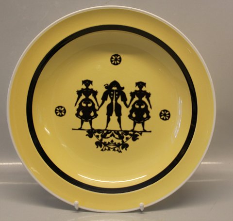 G-3 Round dish 34 cm, yellow Faience Silhuettes - Paper cuts by HC Andersen Royal Copenhagen Aluminia