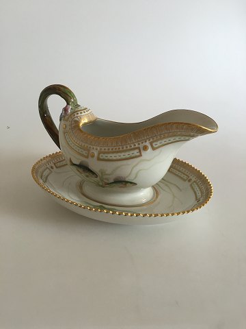 Royal Copenhagen Flora Danica Fish Sauce Boat with attached underplate No 19/3556
