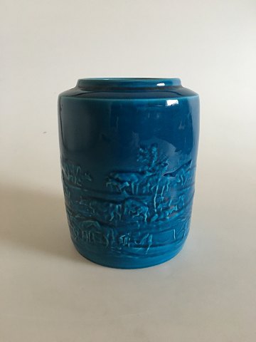 Bing & Grøndahl Vase  with Blue Glace by Mogens Bøggild