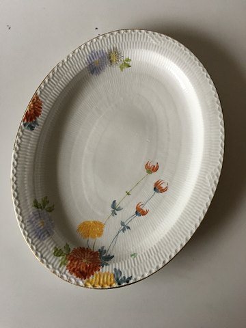 Royal Copenhagen No 93 Hvid Halvblonde m. Blomster og Guldkant Large Oval Serving Tray 47 cm