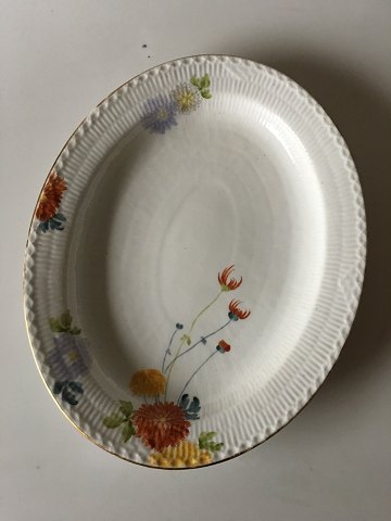 Royal Copenhagen Stel No 93 Hvid Halvblonde m. Blomster og Guldkant Ovalt Serveringsfad 41 cm
