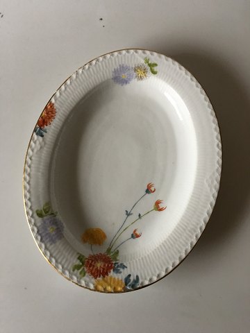 Royal Copenhagen Stel No 93 Hvid Halvblonde m. Blomster of Guldkant Ovalt Serveringsfad 37.5 cm