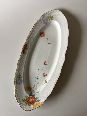Royal Copenhagen No 93 White Half Lace w. Flowers and Gold Oval Fish Serving Tray