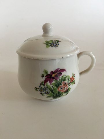 Royal Copenhagen Antique Bouillon Cup with Lid and Handpainted Flower Decoration 1820-1850