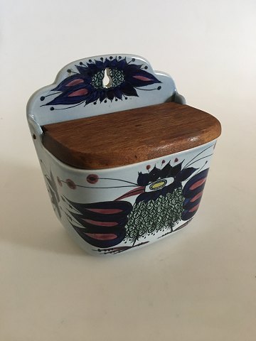 Royal Copenhagen Earthenware Salt Jar with Wooden Lid No. 180/261 for wall display