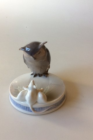 Royal Copenhagen Art Nouveau skål med ugle og 3 mus No 450