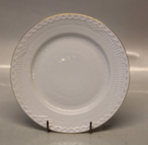 Royal Copenhagen 1275 Tradition hvidt halvblonde med guldkant 1275-574 
Kagetallerken 17 cm