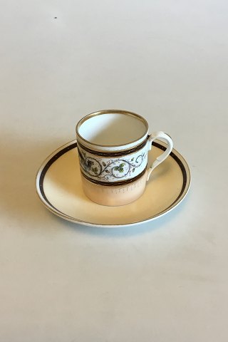 Carl Tielsch / Altwasser Mocca Cup decorated with flower frieze with dragons and gold. From 1875-1909