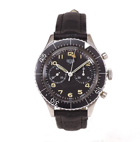 Heuer Bundeswehr watch with engraving. Ref. 1550 
SG. Circa 1967. D: 43mm