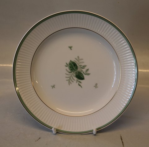 1513-14063 Luncheon plate 21 cm Green Melody #1513 Royal Copenhagen White glazed ribbed porcelain with green decoration and gold