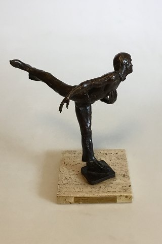 Royal Copenhagen Bronzestatuette af Kunstskøjteløber. Designet af Sterett-Gittings Kelsey i 1976