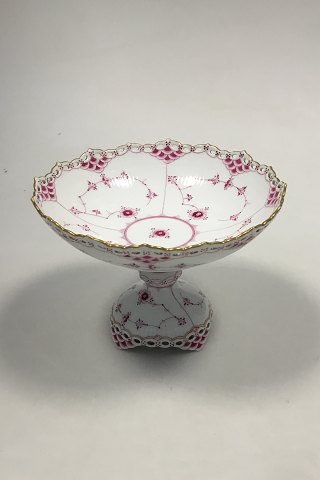 Royal Copenhagen Blue Fluted Red Ruby/Pink with Gold Edge Full Lace Cake Stand No 2/1020