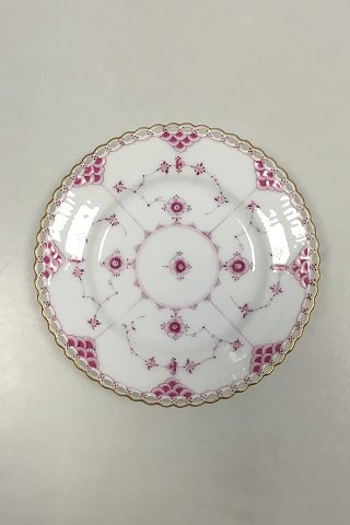 Royal Copenhagen Blue Fluted Red Ruby/Pink with Gold Edge Full Lace Cake Plate No 2/1088