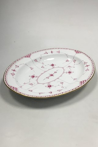 Royal Copenhagen Blue Fluted Red Ruby/Pink with Gold Edge Half Lace Oval Dish No 2/533