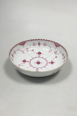 Royal Copenhagen Blue Fluted Red Ruby/Pink with Gold Edge Half Lace Bowl No 2/512