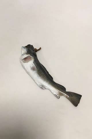 Royal Copenhagen Art Nouveau Hængevase udformet som Torsk No 458 unika malet af Oluf Jensen