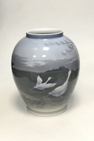 Royal Copenhagen Vase decorated with Geese and ducks in a landscape. No. 1508/35B