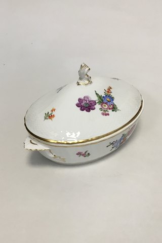 Royal Copenhagen Saxon Flower Light Oval lidded bowl No. 1702
