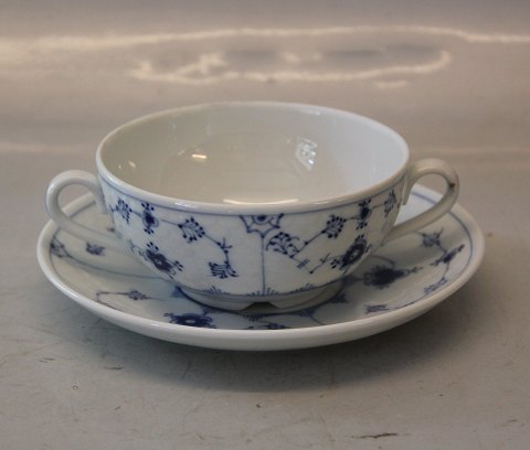 1029 Suppekop 5.5 x 12 cm + to hanke og underkop 17.8 cm  (768) Bouillonkop B&G   Blåmålet  Hotelporcelæn