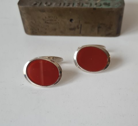 Vintage cufflinks in silver with carnelian by Hugo Grünn