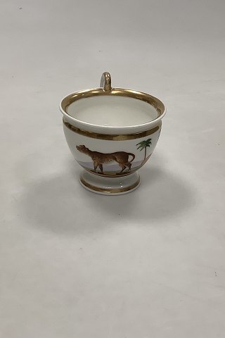French Coffee Kop in Porcelain painted with Cat Animal