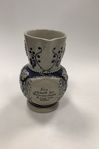 German Salt Glaze Pitcher with inscription: Fein Schmeckt Der Wein Aus Einem Krug Von Stein