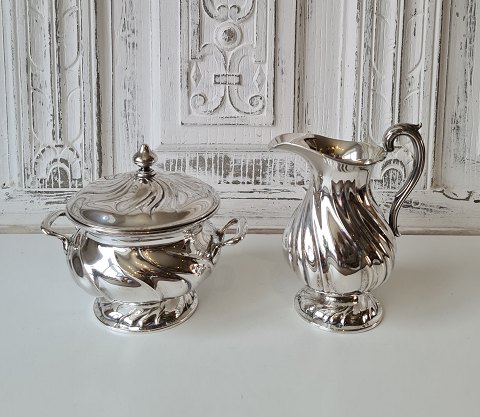 German sugar cream set in silver, rococo inspired design - M.H.Wilkens & Söhne Bremen - Hemelingen