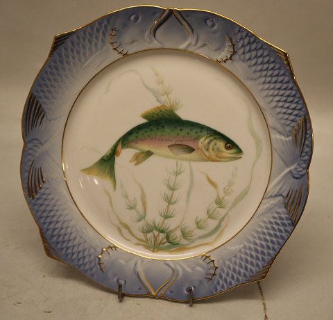 1212-3002 Fisketallerken 24 cm Salmo Trutta (Ørred) Kongelig Dansk Blå Fiskestel 
# 19
