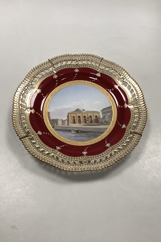 Royal Copenhagen Flora Danica Topografisk tallerken af Thorvaldsens Museum malet af Emil Ort