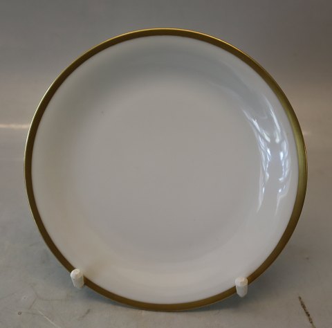 Antik 616 Kagetallerken 17 cm bred poler guldkant  Hvidt porcelæn med bred guldkant på antik form Bing & Grøndahl