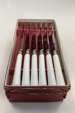 Sæt på 12 Royal Copenhagen Flora Danica Hvid / Perlestel Spiseknive