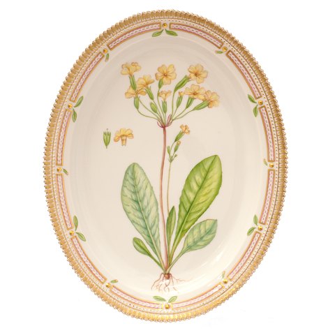 Large oval Royal Copenhagen plate 373" "Primula 
variabilis Gyoup".
Size: 40,5x31,5cm