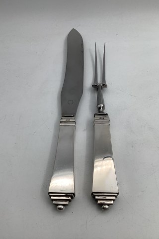 Georg Jensen Sterling Sølv Pyramide Forskæresæt med kniv og Gaffel
