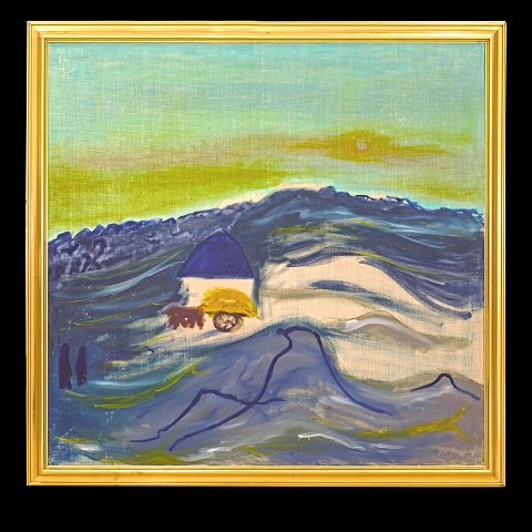 Jens Søndergaard, 1895-1957, oil on canvas. Danish 
Landscape. Signed and dated 1952. Visible size: 
119x124cm. With frame: 133x128cm