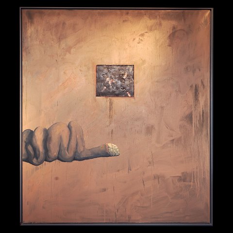 Michael Kvium, b. 1955, oil on canvas. Signed and 
dated 1991. Visible size: 165x190cm. With frame: 
170x195cm