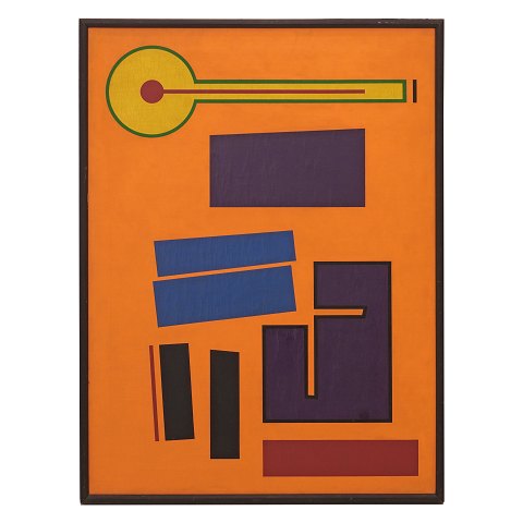 Concrete painting by Mogens Lohmann, 1918-85, 
signed and dated 1957. Exhibited in Copenhagen 
1957. Visible size: 80x60cm. with frame: 83x63cm