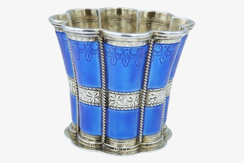 Anton Michelsen sterling 
Small Margrethe beaker with blue enamel from 1962
