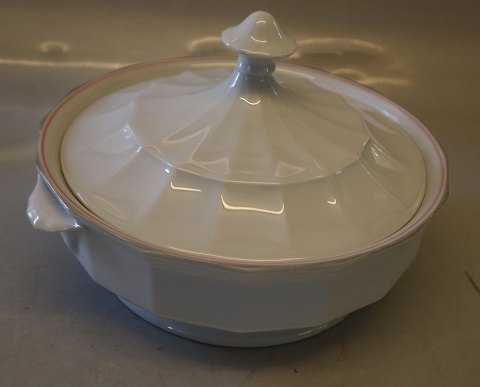 Palace 8535-1536 Rundt Lågfad 15 x 25 cm (172-173) rød & grå kant 
 Kongelig Dansk Kantet Porcelæn(Palads) 
