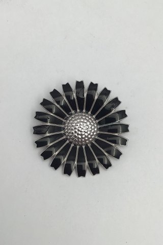 Georg Jensen Sterling Sølv Marguerit Broche, Sort