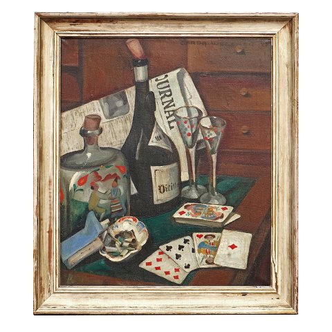 Gerda Wegener, 1886-1940, Nature Morte, oil on 
canvas. Signed and dated 1927. Visible size: 
45x37cm. With frame: 54x46cm