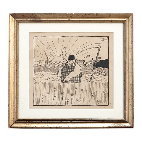 Robert Storm Petersen, 1882-1949, drawing. Signed. 
Visible size: 23,5x25,5cm. With frame: 35x37,5cm
