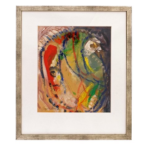Jørgen Nash, 1920-2004, mixed media, watercolor 
and chalk. Signed Jørgen Nash. Visible size: 
26x22cm. With frame: 41x34cm