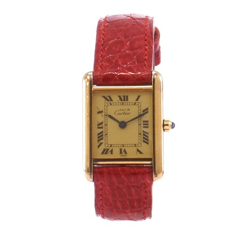 Cartier Tank Vermeil Quartz i forgyldt sterling 
sølv. Kassemål: 28x20mm