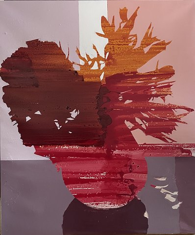 "Komposition" Akryl på lærred i bred blændramme.