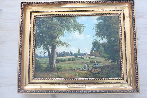 Carsten Henrichsen (1824 - 1897) - Indrammet maleri Dyrehaven.