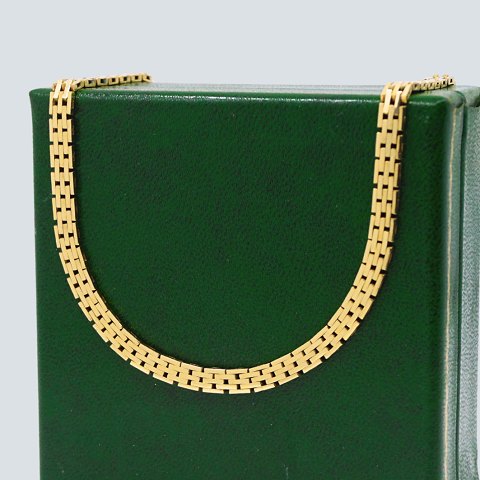 N.C. Nielsen; Murstenshalskæde i 14 kt. guld, 5 rækker, l. 39 cm
